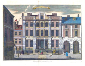 1755 Engraved print London HOUSE LORD ARCHER COVENT GARDEN by Stow (ST60)