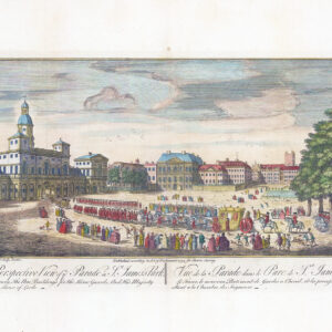 1755 Engraved print London PERSPECTIVE VIEW PARADE ST JAMES PARK Stow (ST64)
