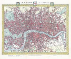1840 Original Antique Map A PLAN OF LONDON ENVIRONS by LEWIS / CRICHTON (LM65)