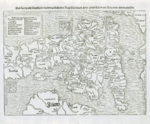 c1550 Sebastian Munster Map of ENGLAND WALES & part of Scotland German Edition