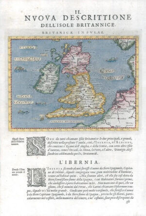 1597/8 Map NUOVA DESCRITTIONE DELL ISOLE BRITANNICE British Isles Magini (G5)