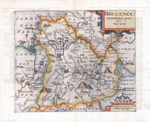 1607 - RARE 1st Edition Antique Map WALES BRECKNOCKSHIRE by Saxton Kip/Hole