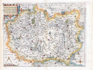 1607 - RARE 1st Edition Original Antique Map WILTSHIRE by Saxton Kip/Hole