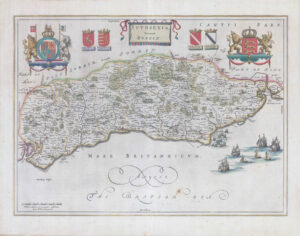 1654 SUTHSEXIA VERNACULE SUSSEX Antique Map by Blaeu French  Edition