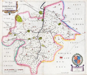 1656 Antique Map WARWICKSHIRE HEMLINGFORD HUNDRED Birmingham Solihul  (LM7)