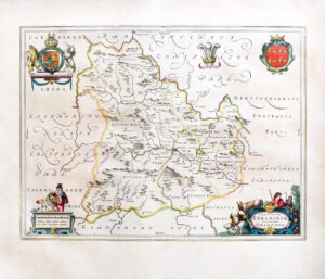 1659 BRECKNOCKSHIRE Comitatus BRECHINIAE Wales Map by Blaeu Spanish Edition (EB)