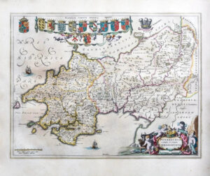 1659 Original Map PEMBROKESHIRE Carmarthen Wales by Blaeu Spanish Edition (EB)