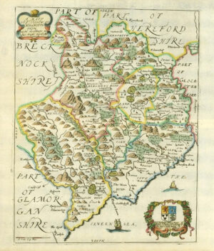 1673 1st ISSUE Wales Map MONMOUTHSHIRE 'A MAPP OF MONMOUTHSHIRE' Richard Blome
