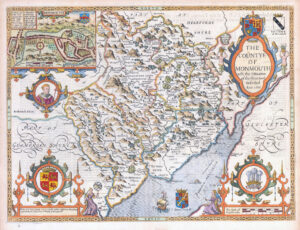 1676 Antique Map THE COUNTYE OF MONMOUTH Monmouthshire Wales JOHN SPEED