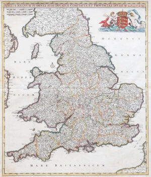 c1680 Large Map ENGLAND WALES Anglia Regnum in Omnes Suos Ducatus de Wit (LM10)