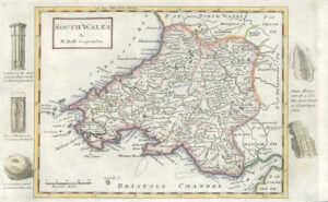 1733 - Rare Antique Map of SOUTH WALES by Herman Moll hand coloured (26)
