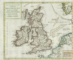 1743 Rare Map of the BRITISH ISLES Britanniche by Giambattista Albrizzi (LM12)