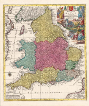 c1750 Large Map BRITANNIAE SIVE ANGLIAE England & Wales by Tobias Lotter (HM12)