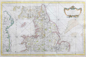 c1750 Huge Map CARTE REDUITE DES ISLES BRITANNIQUES Northern England (LM10)