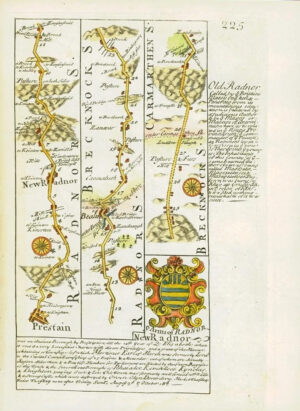 1753 Antique Map WALES Road Map PRESTEIGNE - NEW RADNOR - BUITH WELLS  (W/DW95)