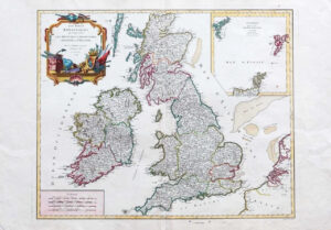 1754 Vaugondy Map British Isles LES ISLES BRITANNIQUES Scotland Ireland (LM10)