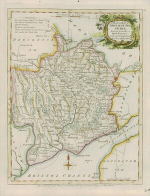 1764 Original Antique MAP Wales of MONMOUTHSHIRE by Thomas Kitchin (W/DW129)