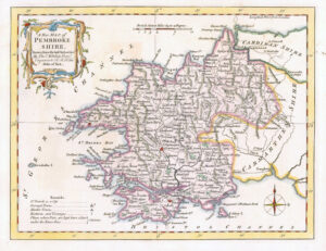 1764 Antique Map of PEMBROKESHIRE WALES by Thomas Kitchin (KCM42)