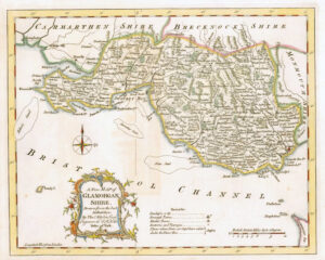1764 Antique Map of GLAMORGANSHIRE WALES by Thomas Kitchin (KCM41)