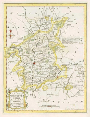 1764 Original Antique Map - WORCESTERSHIRE by Thomas KITCHIN Hand Coloured (40)