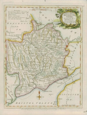 1768 Original Antique MAP Wales of MONMOUTHSHIRE by John Ellis (W/DW128)