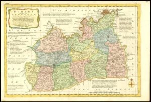 1777 Antique Map of SURREY by Emanual Bowen Divided into Hundreds (BCM36)