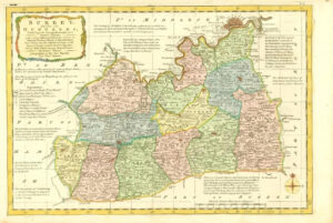 1777 Antique Map of SURREY by Emanual Bowen Divided into Hundreds (BCM36)