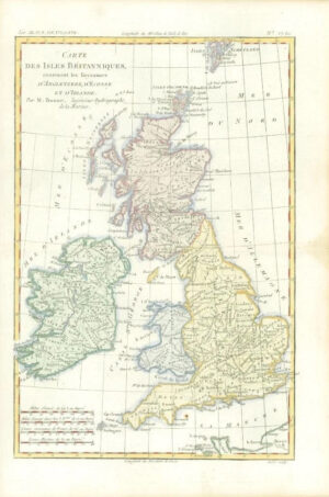 1780 Antique Map of ISLES BRITANNIQUES - BRITISH ISLES by Bonne (BMii/18)