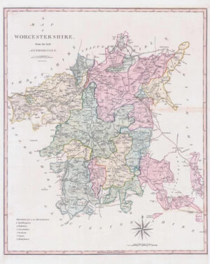 1800-10 Large Engraved Map of WORCESTERSHIRE by John Cary Original Colour (CL35)