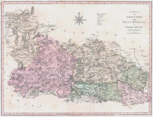 1800-10 Engraved Map NORTH PART OF WEST RIDING OF YORKSHIRE by John Cary (CL37)