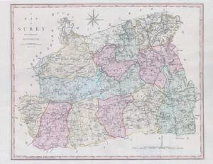1800-10 Large Engraved Map of SURREY by John Cary Original Colour (CL6)
