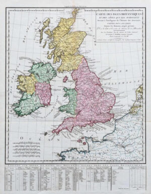 1803 - Large Map BRITISH ISLES Carte Des Isles Britanniques by Chanlaire (LM10)