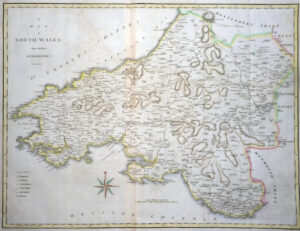 1805 Original Antique LARGE MAP 'SOUTH WALES' by John Cary Outline Colour (LM4)
