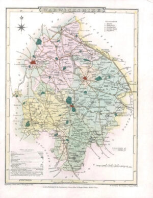 1807 Original Antique Map of WARWICKSHIRE by J Roper Original Colour (LSM1)