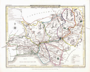 1816 Original Antique Map WALES CAERMARTHENSHIRE original colour (ET-49)