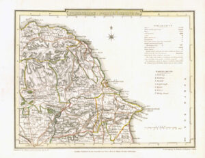 1816 Original Antique Map YORKSHIRE NORTH RIDING original colour (ET-43)