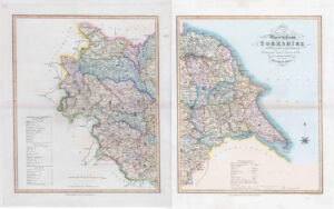 1833 Large Engraved Map YORKSHIRE by William Ebden Duncan Colour (DUK37/38)
