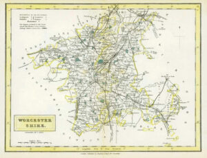 1833 Original Antique Colour Map of WORCESTERSHIRE by Chapman & Hall