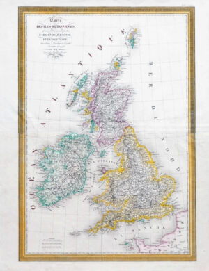 1834 Large Map of BRITISH ISLES Carte des Iles Britanniques by Vivien (LM10)
