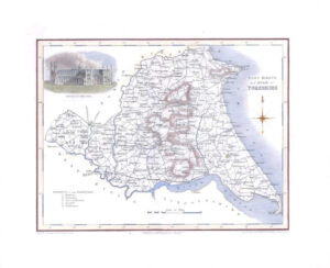 1836 Antique Map of EAST RIDING YORKSHIRE View of Beverley by Fullerton (FCM12)