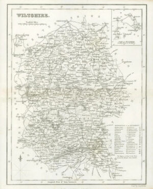 1836 - Original Antique Map of WILTSHIRE  by Fullerton (40)