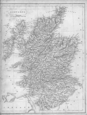 1840 Original Antique Print SCOTLAND - MAP North Sea Ireland England  (3CS-91)