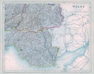 1842 - Original Antique Map of WALES SOUTH EAST by Fisher (42)