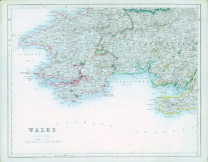 1842 - Original Antique Map of WALES SOUTH WEST by Fisher (41)