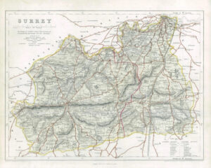 1842 Engraved Map of SURREY by Fisher (FM2/29)