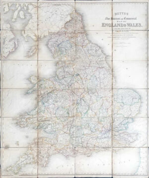 1844 BETTS'S NEW ITINERANT COMMERCIAL Folding Map England Wales Railway (FM135)