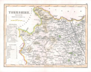 c1845 Antique Map of YORKSHIRE Part of NORTH RIDING by J Archer (LSM32)