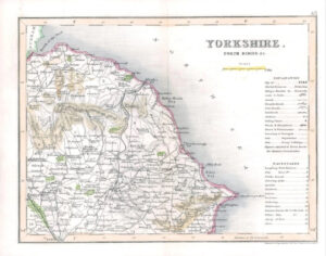 c1845 Antique Map of YORKSHIRE NORTH RIDING by J Archer (LSM33)