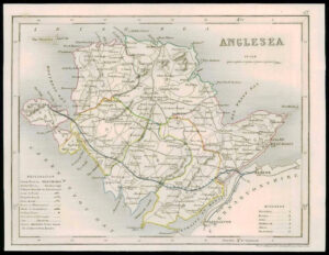 1855 - Original antique map of "ANGLESEA" WALES by JOSHUA ARCHER (1)