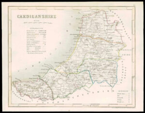 1855 - Original antique map of "CARDIGANSHIRE" WALES by JOSHUA ARCHER (7)